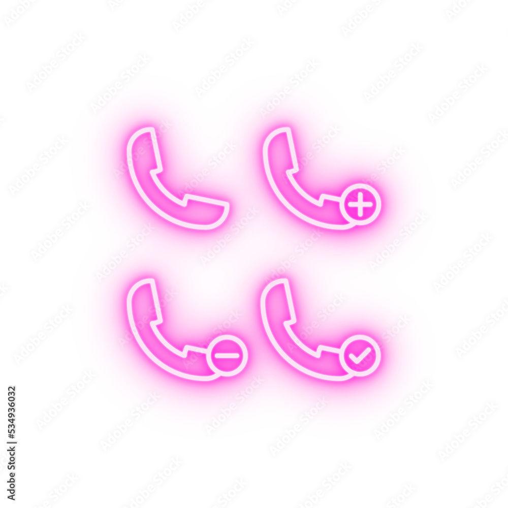 handset plus check minus sign neon icon handset plus check minus sign neon icon