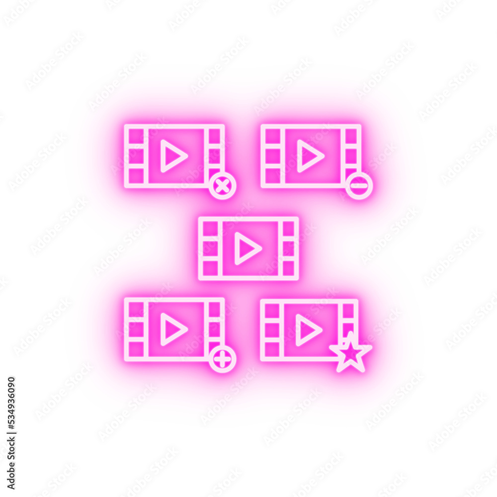 cinema tape delete star minus plus sign neon icon cinema tape delete star minus plus sign neon icon