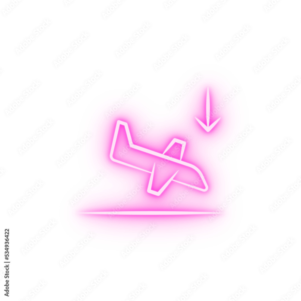 aircraft landing neon icon aircraft landing neon icon