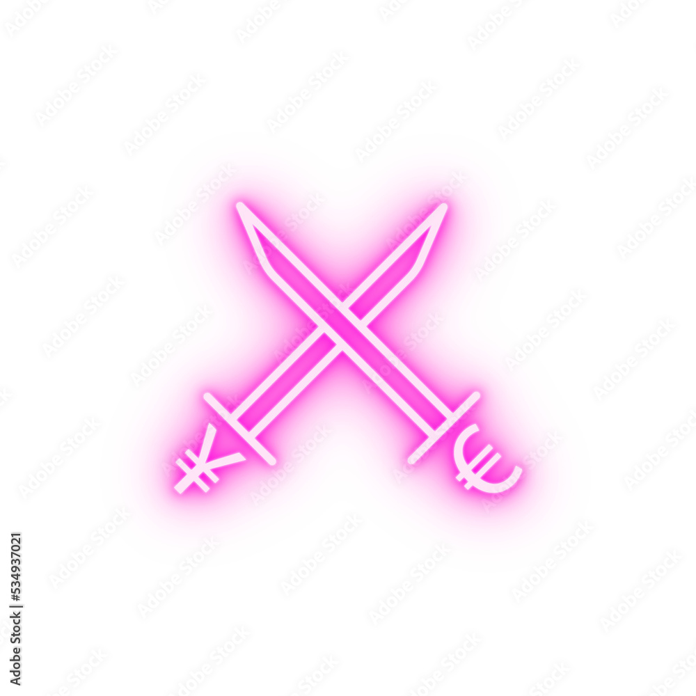 sword euro and yen outline style neon icon sword euro and yen outline style neon icon