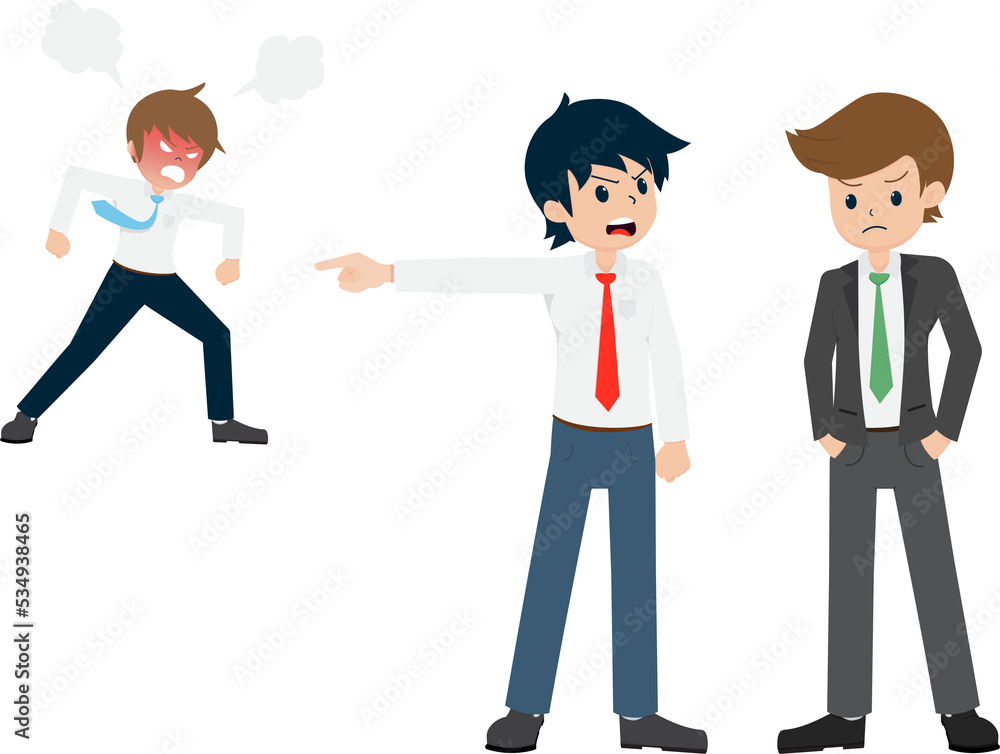 Salary Man Blaming others with the Boss. Salary Man Blaming others with the Boss.