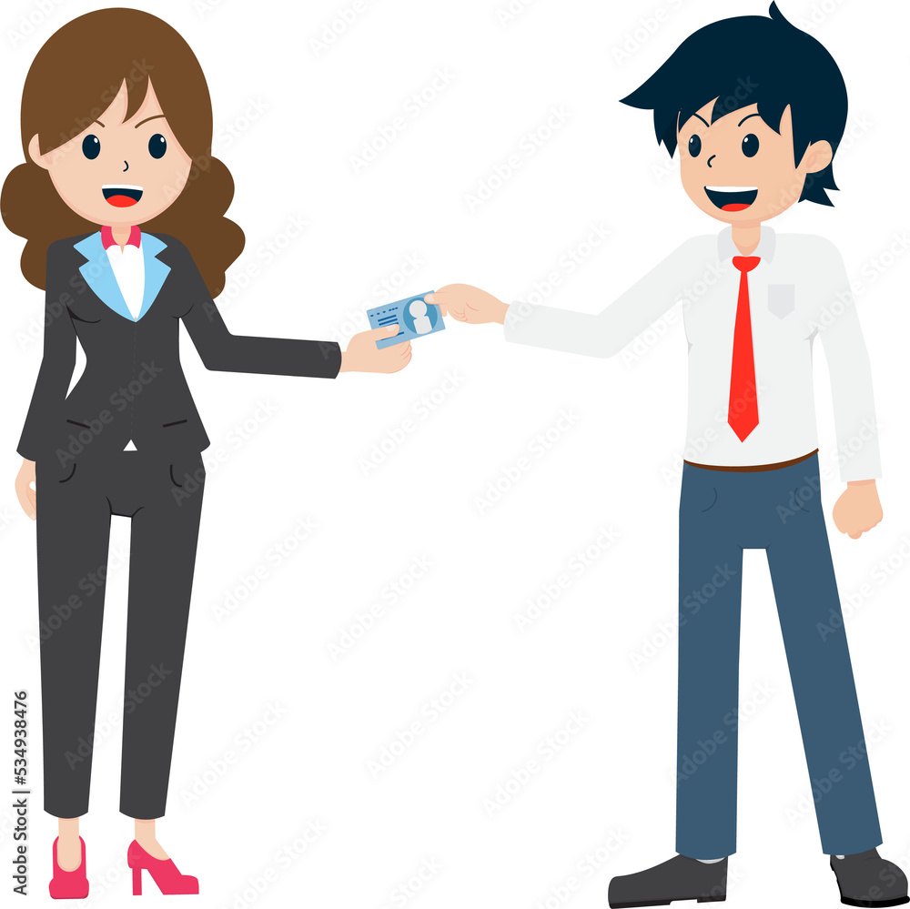 Salary Man Exchanging business cards with customers Salary Man Exchanging business cards with customers