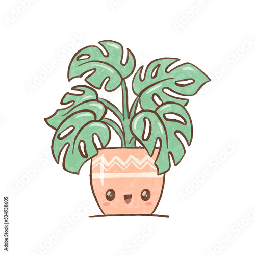 cute house plant illustration vector
