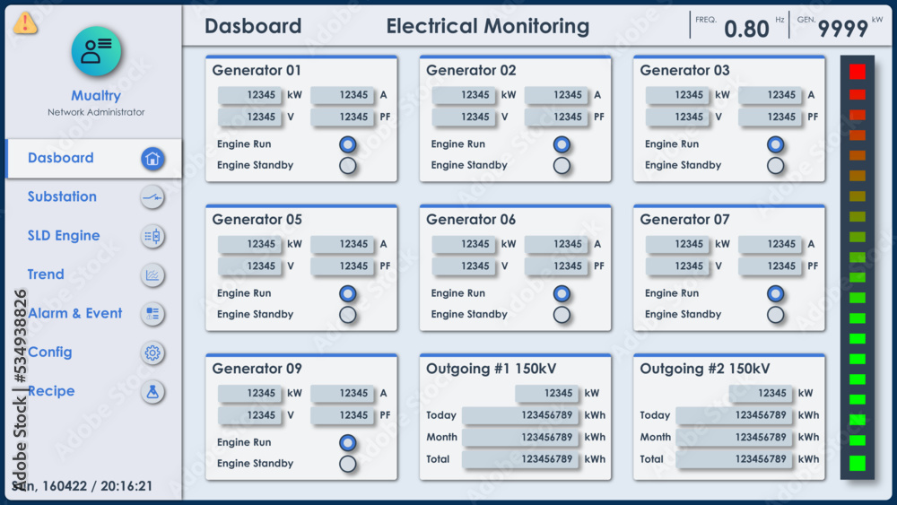 Scada Header Tutorials Vetor de HMI SCADA UI Template Industrial Flat Design do Stock | Adobe ...