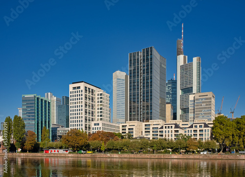 Frankfurt skyline seen from the across the river Main
