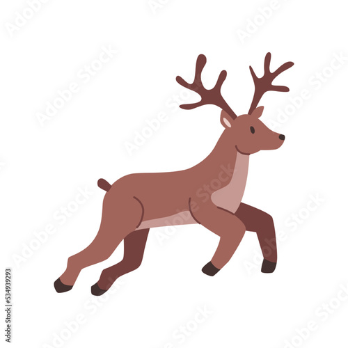 Christmas holiday characters, isolated reindeer used for drawing sled. Winter personage, domesticated mammal, Santa Claus helper. Vector in flat cartoon style