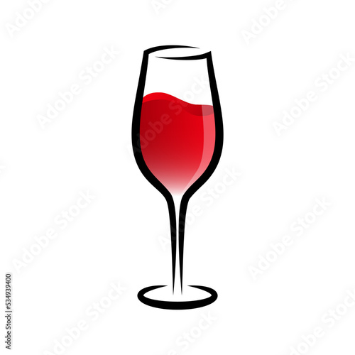 Wine glass vector icon with red wine. Wineglass hand drawn.