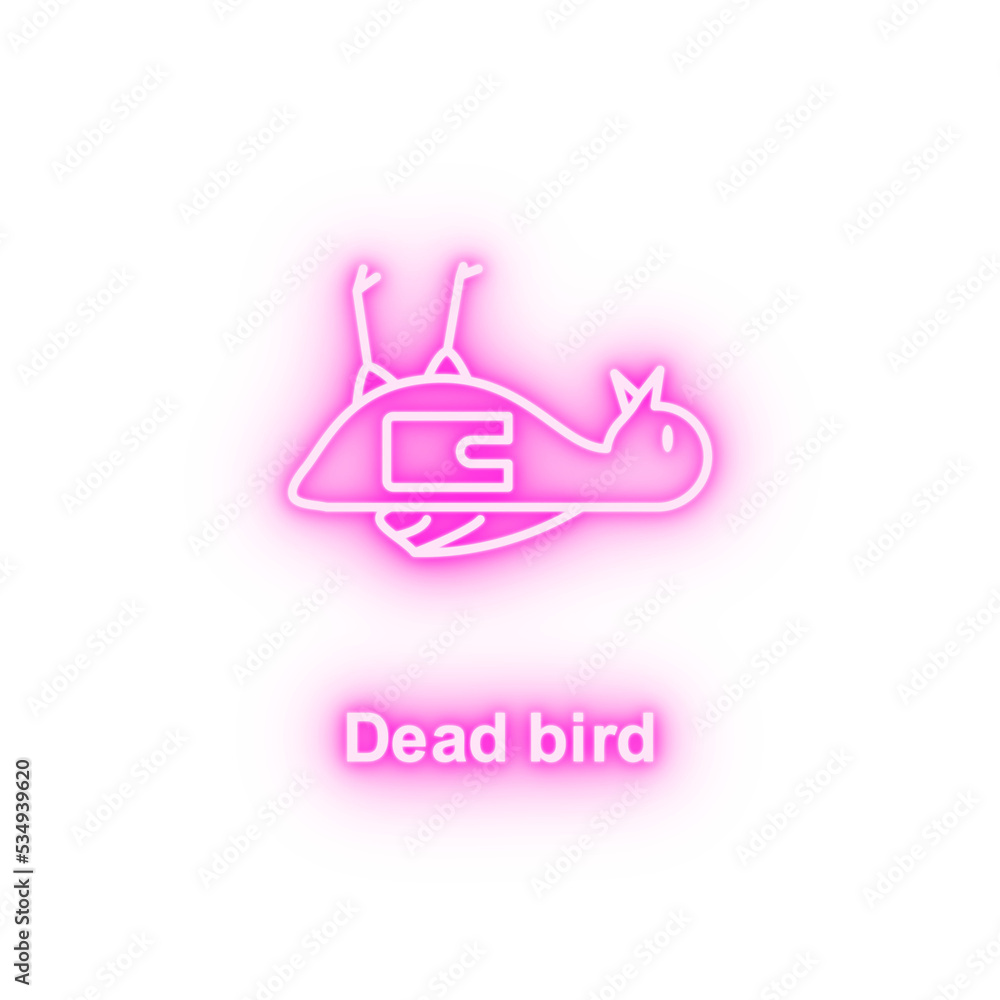 Dead bird plastic neon icon