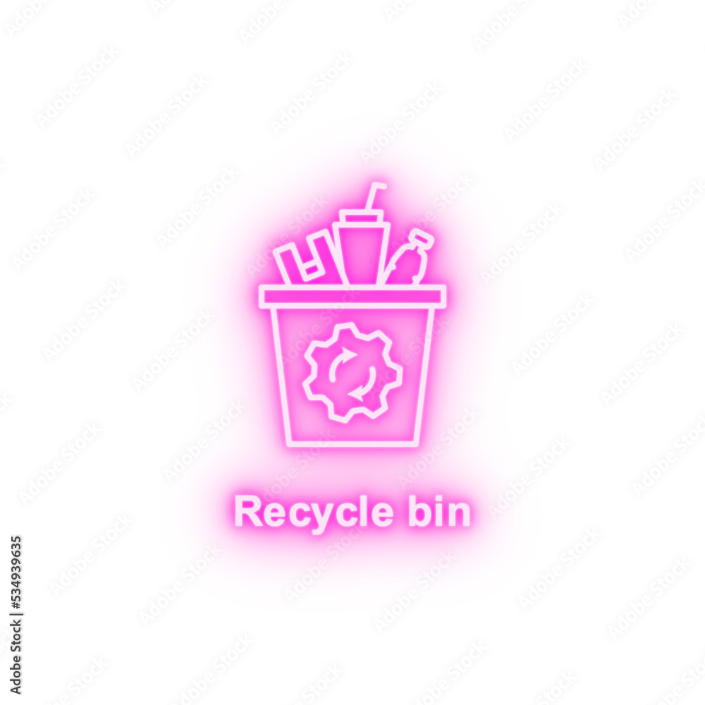Recycle bin plastic neon icon Recycle bin plastic neon icon