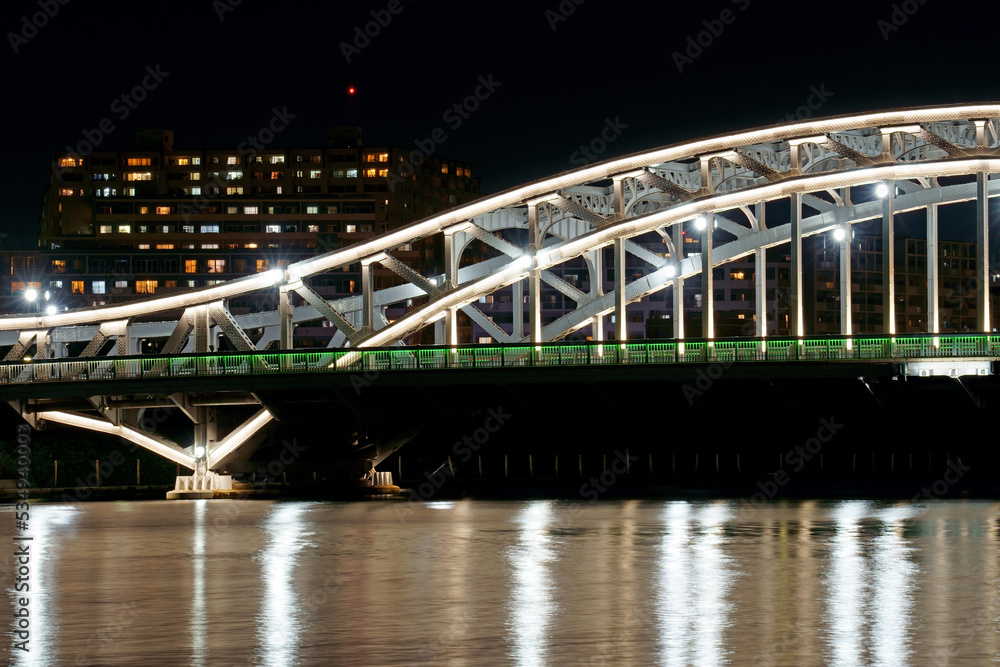 Obraz premium 橋脚を一体とした構造とデザインが美しい白髭橋