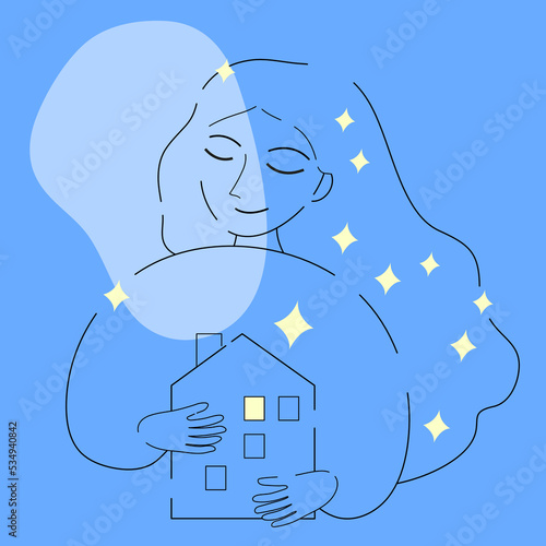 House in the night. Home sweet home concept