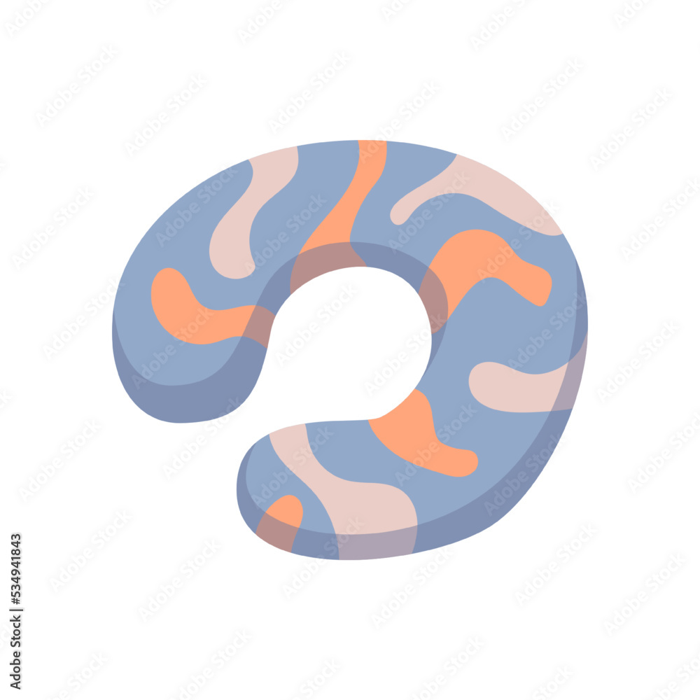 Pillows for traveling, isolated bolsters for sleeping. Support for neck during transportation and trips. Abstract design. Vector in flat cartoon style Pillows for traveling, isolated bolsters for sleeping. Support for neck during transportation and trips. Abstract design. Vector in flat cartoon style