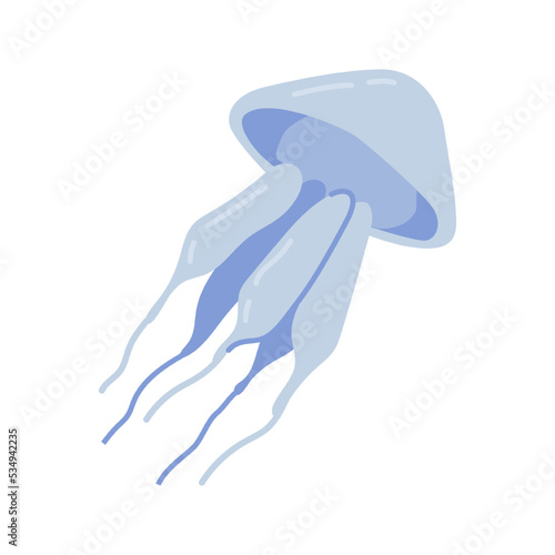 Medusa isolated jellyfish underwater animals and fauna. Saucer shaped body that is transparent. Water dweller with stinging tentacles. Vector in flat cartoon style