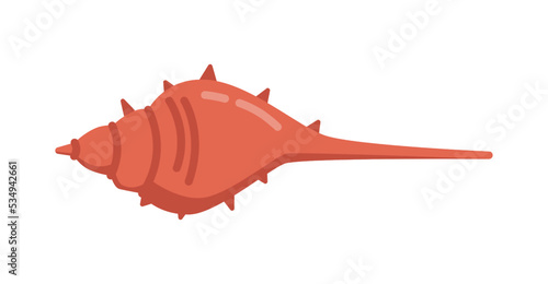 Hawaiian hairy triton, isolated shell with spikes. Underwater dwellers and creatures. Sea and ocean life, conches and aquarium decor. Vector in flat cartoon style