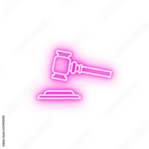Gavel law neon icon
