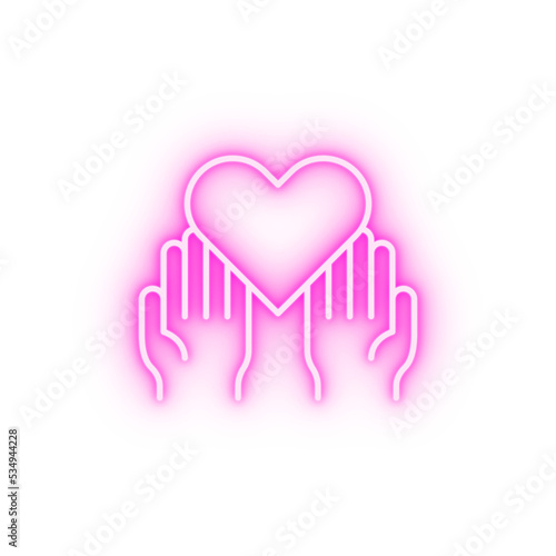 Love hands neon icon