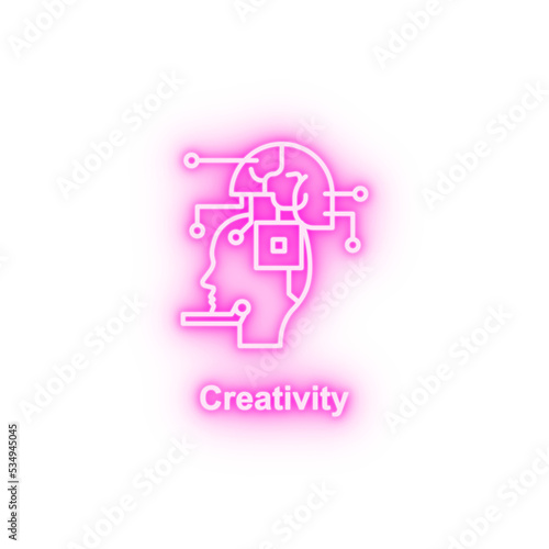 Robot ai brain neon icon