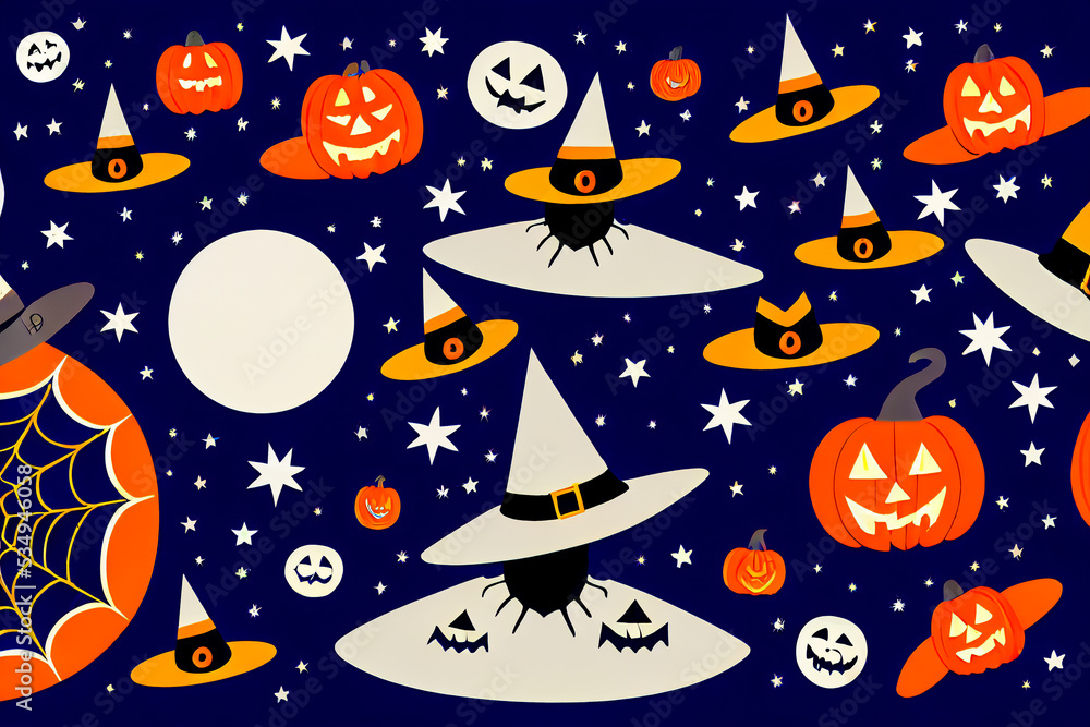 Spooky Halloween space background with pumpkins and planets on the theme of astronomy Spooky Halloween space background with pumpkins and planets on the theme of astronomy
