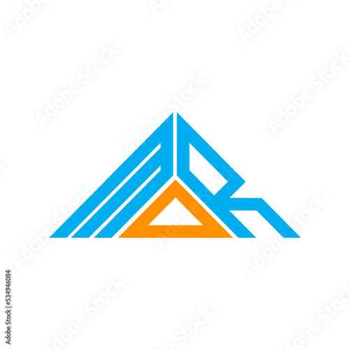MOR letter logo creative design with vector graphic, MOR simple and modern logo in triangle shape.