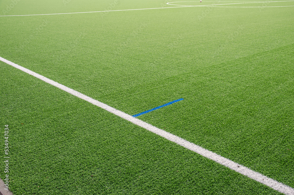 A modern artificial turf sports facility for soccer matches