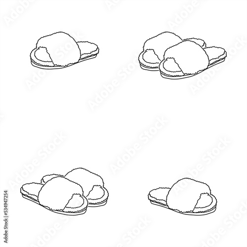 line art of cozy warm winter slipper seamless pattern