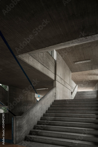 modern concrete architecture cement building brutalist , stairs of an institution or school,