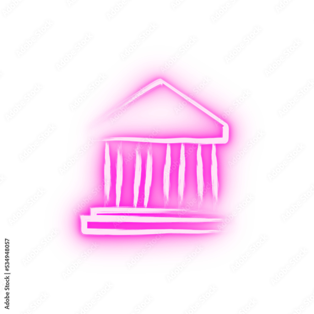 building with columns sketch style neon icon building with columns sketch style neon icon