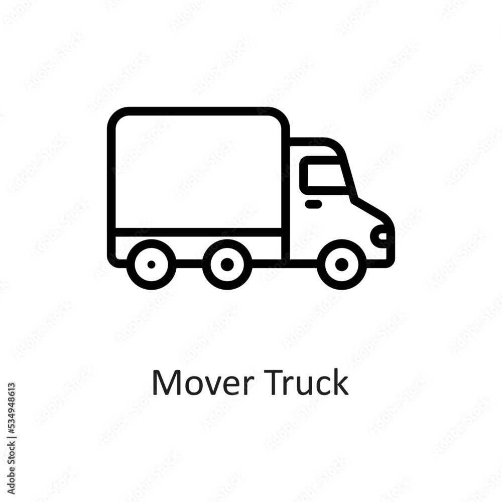 Mover Truck Outline Vector Icon Design illustration on White background. EPS 10 File Mover Truck Outline Vector Icon Design illustration on White background. EPS 10 File
