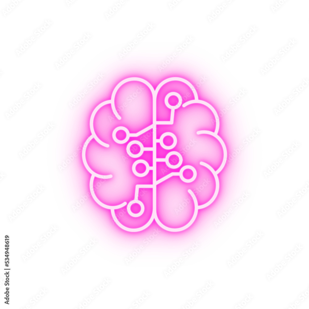 Smart brain artificial intelligence concept line neon icon Smart brain artificial intelligence concept line neon icon