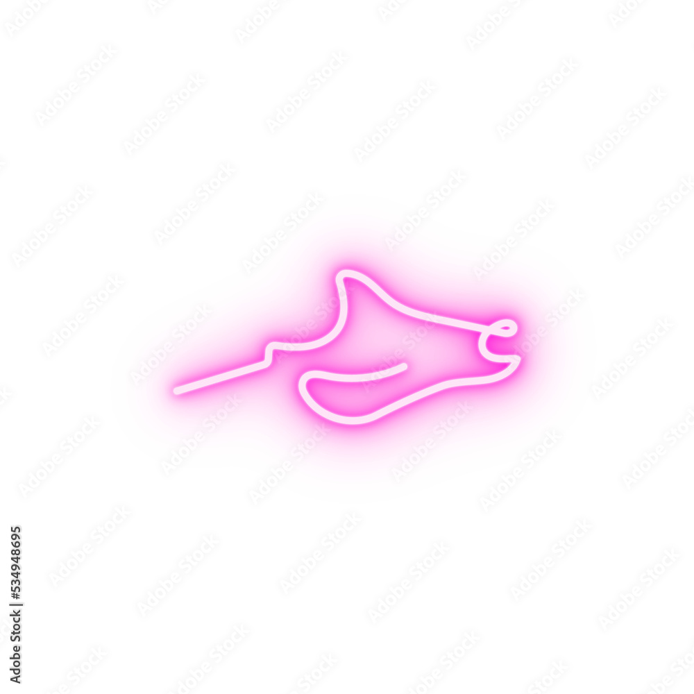 Manta ray one line neon icon