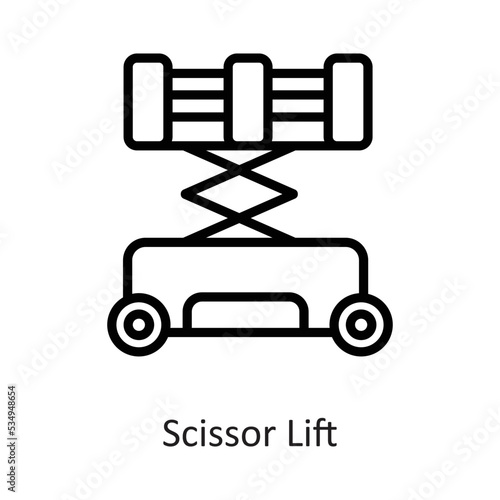 Scissor Lift Outline Vector Icon Design illustration on White background. EPS 10 File