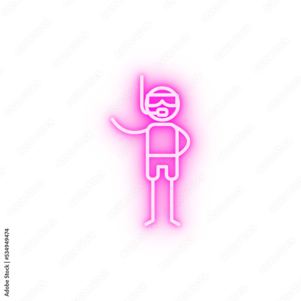 Diver adventure neon icon Diver adventure neon icon
