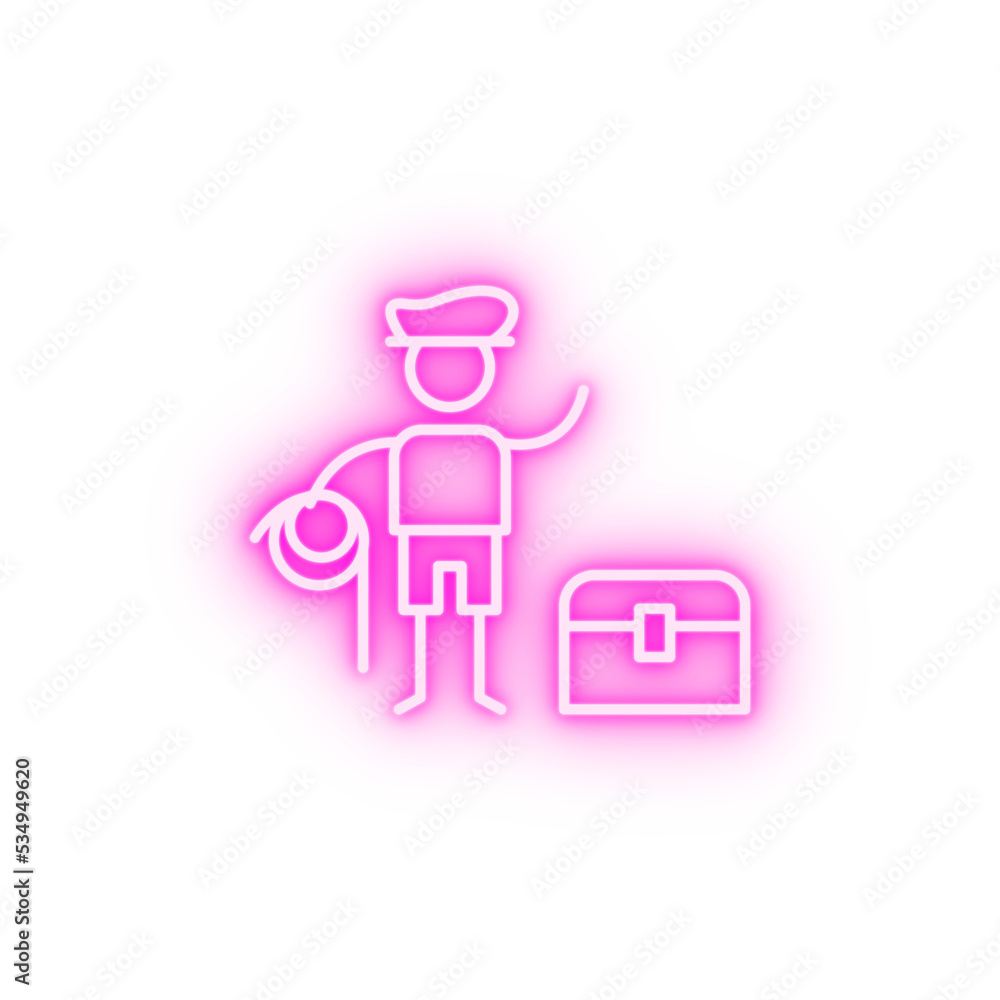 Adventurer crate overturn neon icon Adventurer crate overturn neon icon