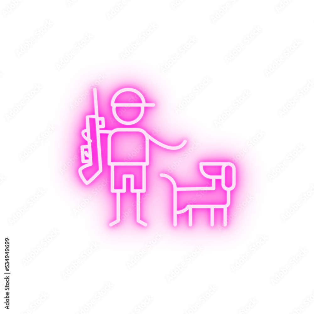 Hunting dog adventure neon icon Hunting dog adventure neon icon