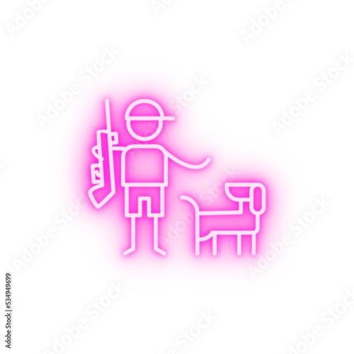 Hunting dog adventure neon icon