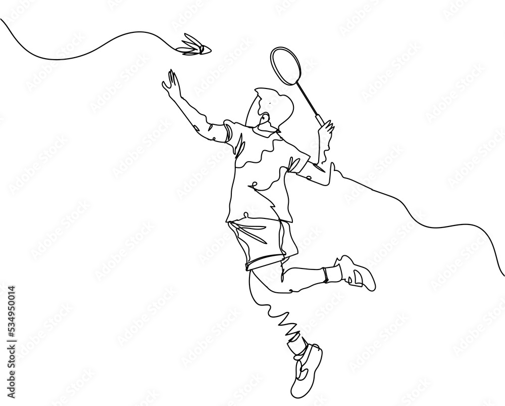 Badminton player sketch style Royalty Free Vector Image