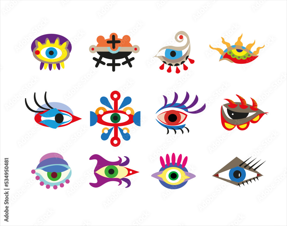 set with decorative eyes set with decorative eyes