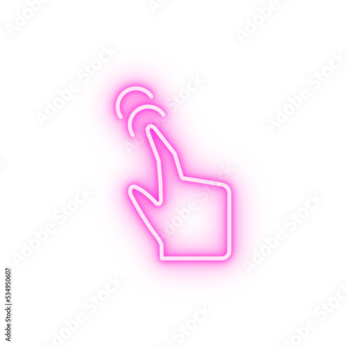 Gesture push finger neon icon