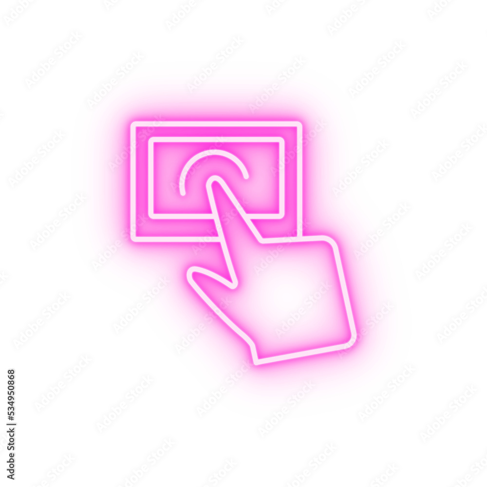 Computer touch finger neon icon Computer touch finger neon icon