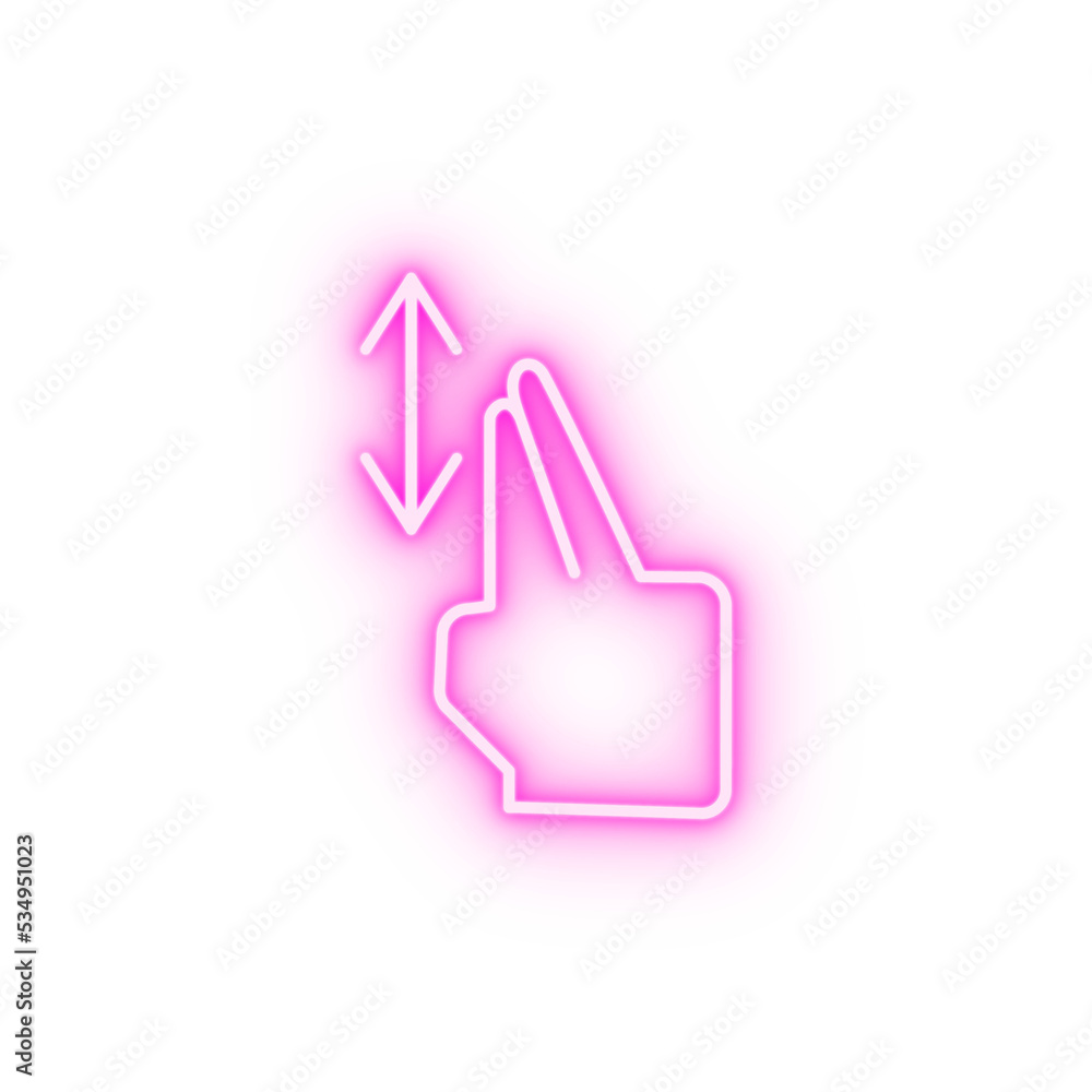 Double swipe touch gesture neon icon Double swipe touch gesture neon icon