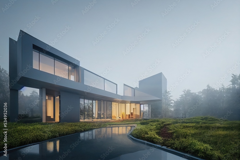 3d rendering of modern cozy house, 3d illustration