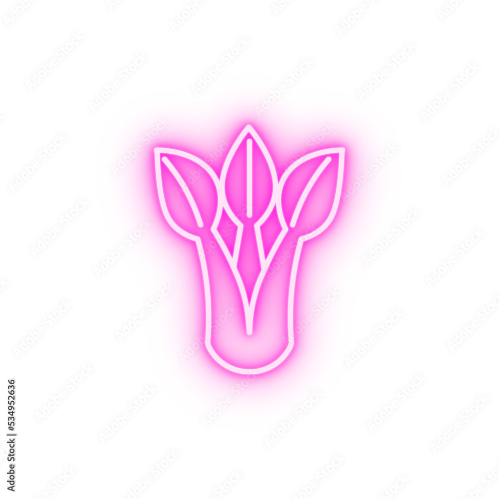 Vector Spinach leaves neon icon