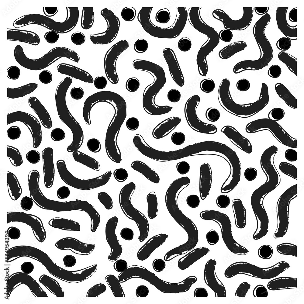 Black and white abstract wavy lines rounded irregular circular shapes seamless pattern vector illustration. Black and white abstract wavy lines rounded irregular circular shapes seamless pattern vector illustration.