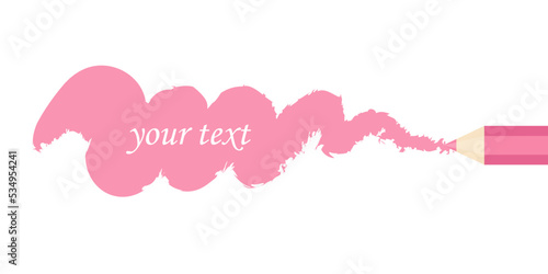 Vector illustration of pink pencil with drawn line. Lip pencil.