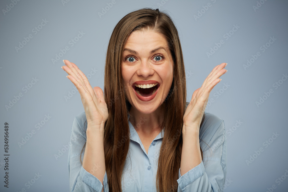 Portrait of surprising excited young woman isolated. Portrait of surprising excited young woman isolated.