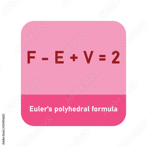 Euler's polyhedral formula in mathematics. Vertices, faces and edges equation. Euler characteristic. Math resources for teachers and students.