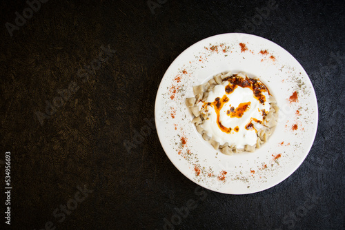 Isolated Mantı, turkish food