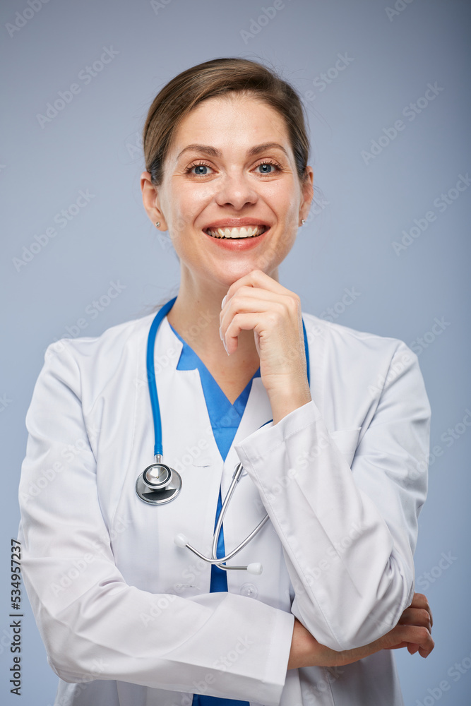 Doctor woman isolated close up face portrait. Doctor woman isolated close up face portrait.
