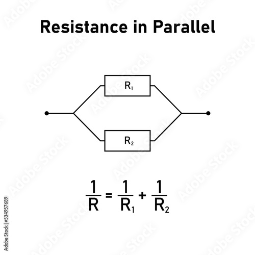 resistance in parallel diagram and formula isolated on white background.