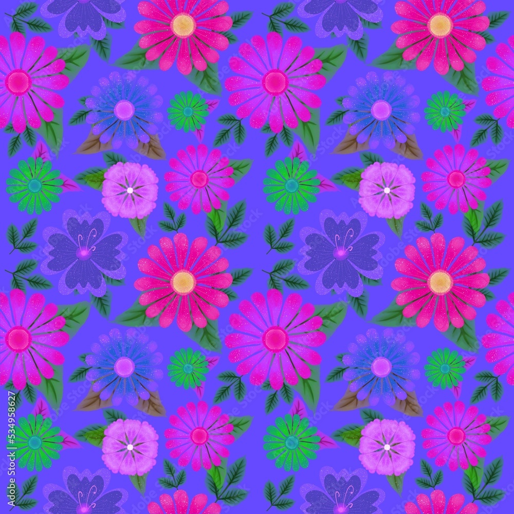 Cute Flowers seamless Pattern . Cute Flowers seamless Pattern .